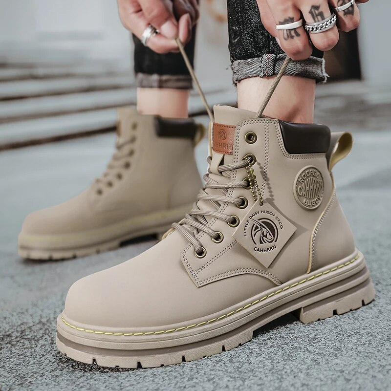 Orthopedic Shoes for Men Warm Leather Lace-Up High Top Boots