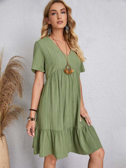 V-neck midi dress