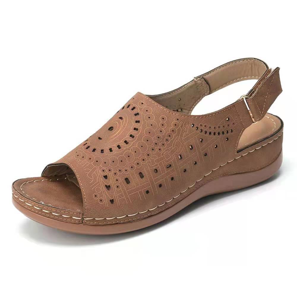 Hollow Out Slingback Wedge Sandals