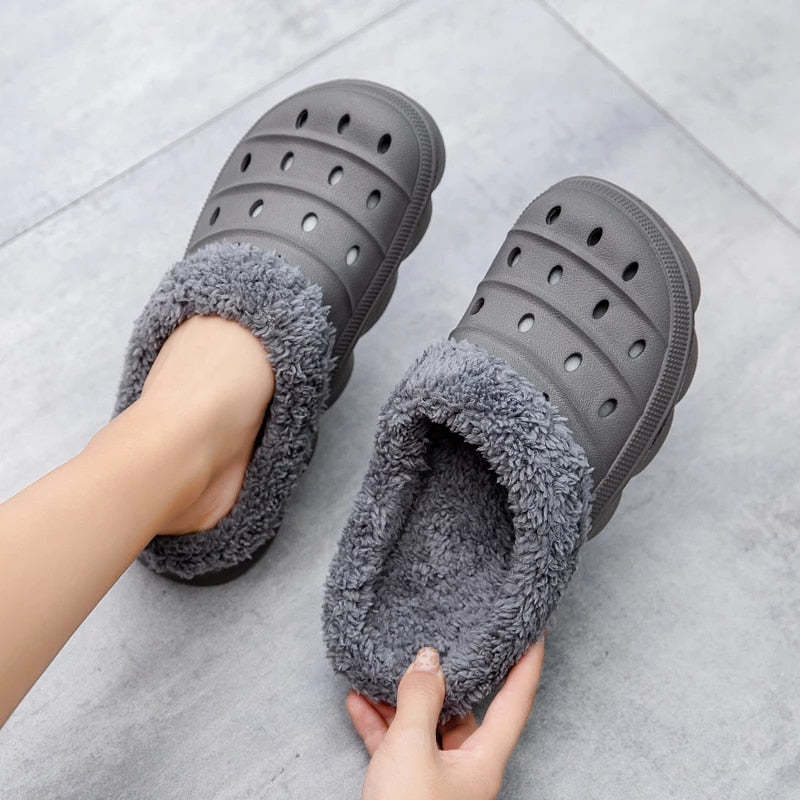 Fluffy Plush Slippers Plus Size EVA Men Clogs