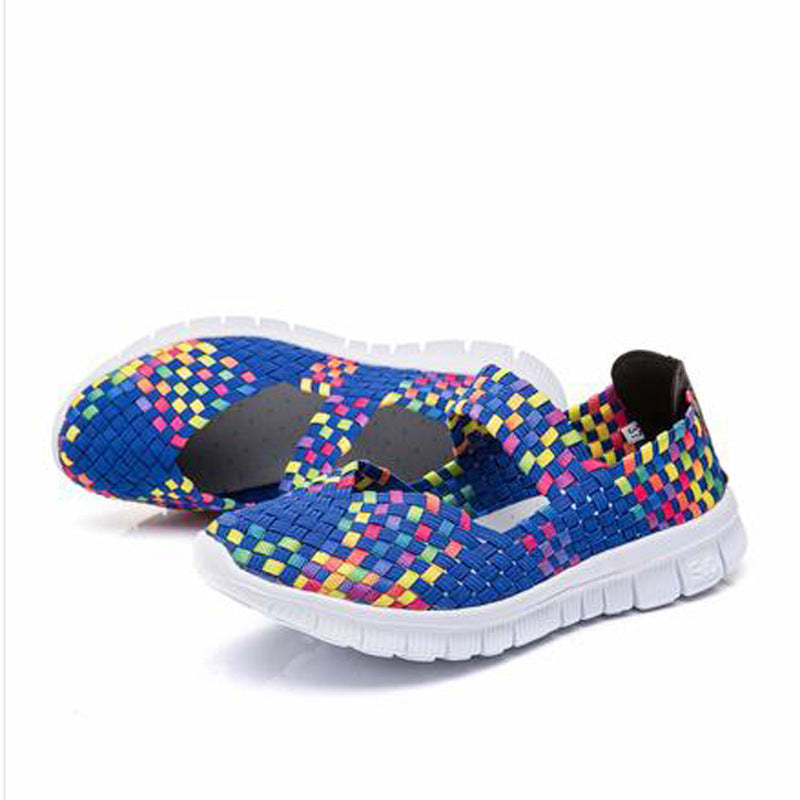 Breathable Elastic Band Woven Light Flat Shoes