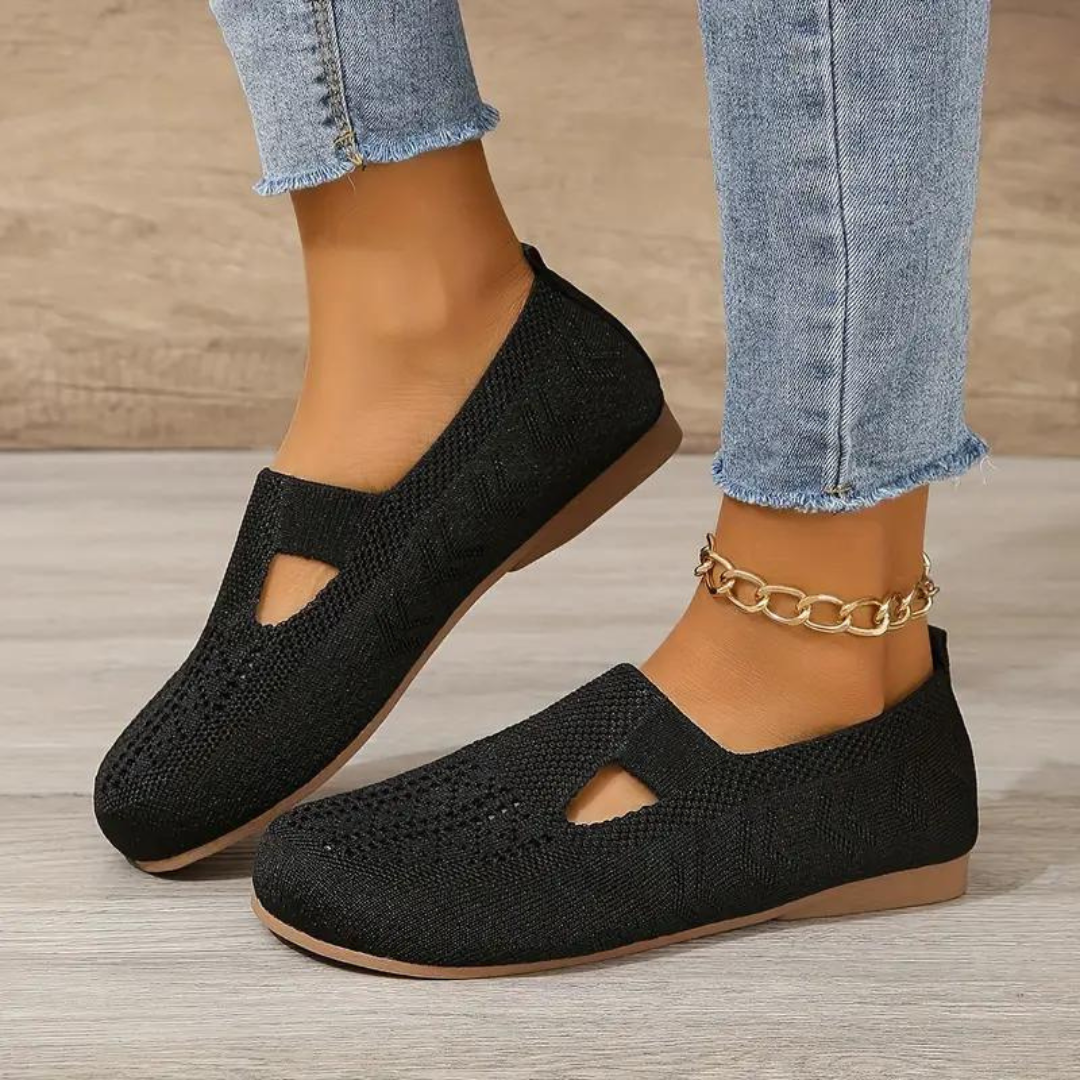 Orthopedic Women Walking Shoes Comfortable Breathable Knit Flats Round Toe Slip on Vintage