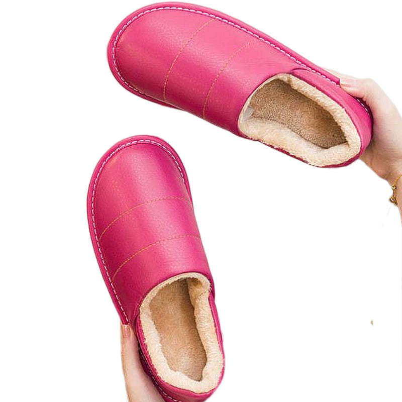 Women Interior Fur Slippers Waterproof Winter Shoes