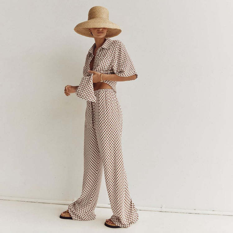 Geometric Print Shirt & Trousers Set
