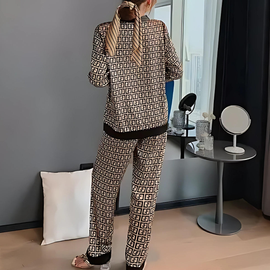 Silky 2-Piece Golden Dawn Pattern Pajama