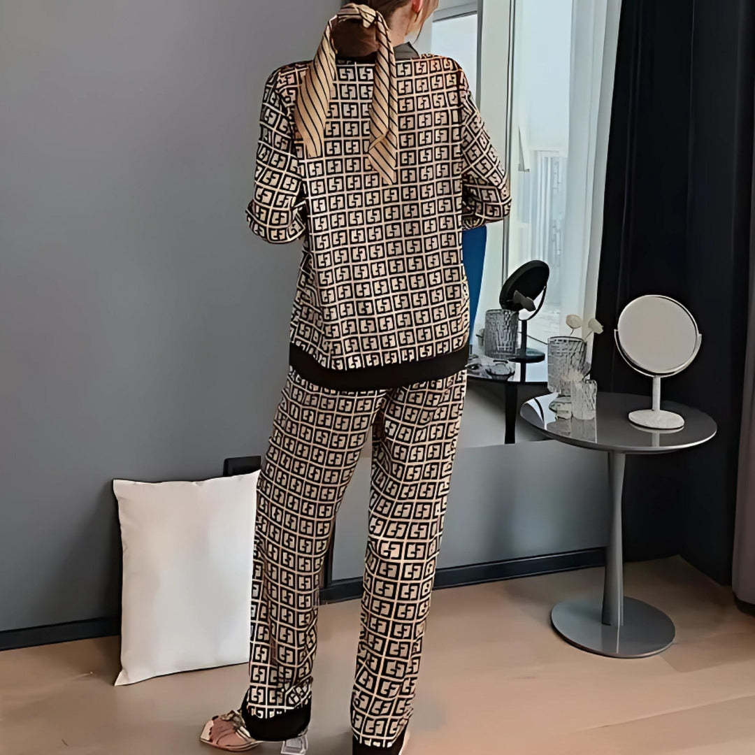 Silky 2-Piece Golden Dawn Pattern Pajama