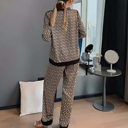 Silky 2-Piece Golden Dawn Pattern Pajama