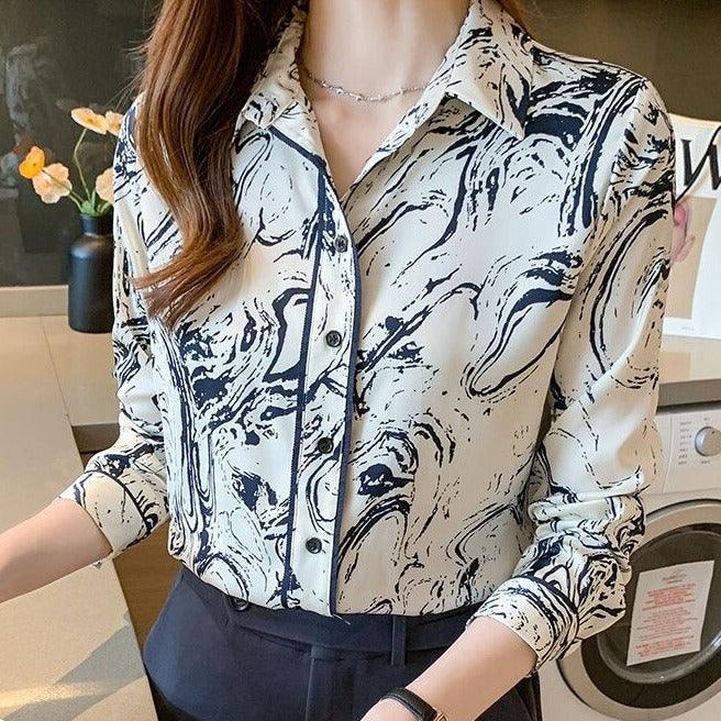 Elegant Abstract Print Shirt