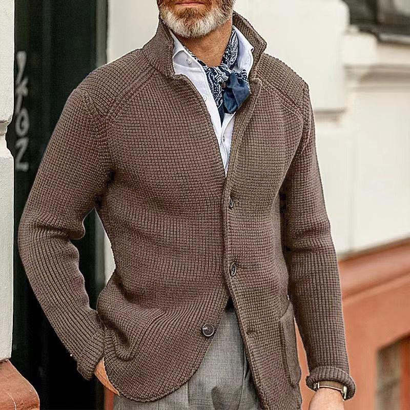 Men's Casual Stand Collar Knit Blazer 65688948M