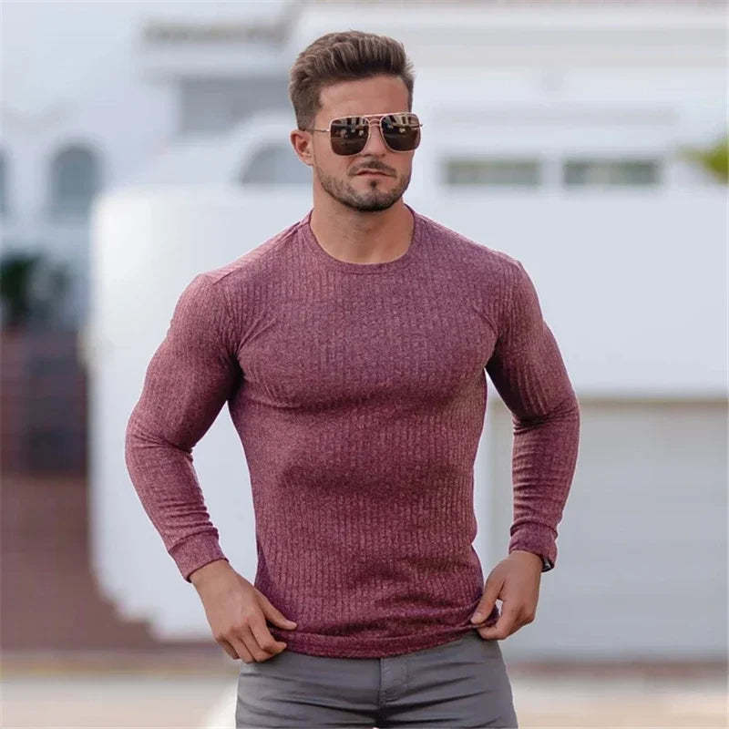 Muscle Fit Ribbed T-Shirt
