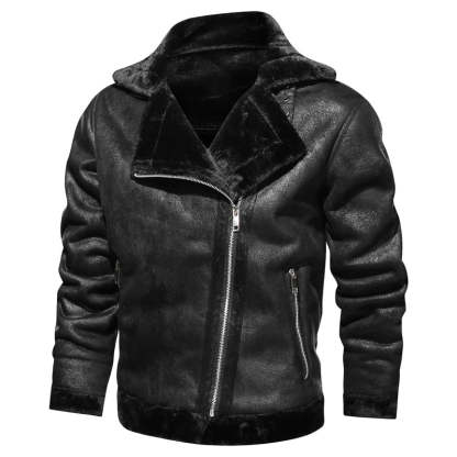 Leather Biker Jacket With Fleece Lining
