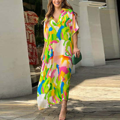 Summery V-neck Maxi Dress