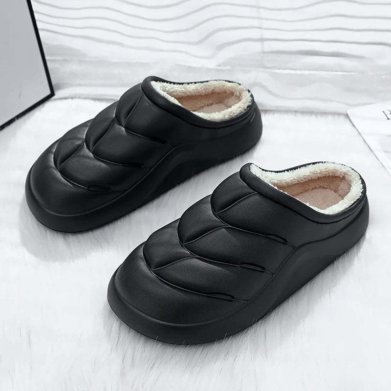 Women Waterproof Winter Slippers Plush Thick Sole