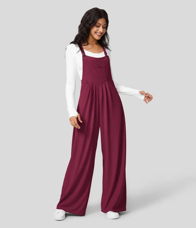 Casual Overall Wide-Leg Pants