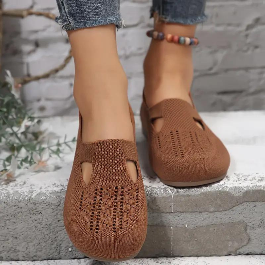 Orthopedic Women Walking Shoes Comfortable Breathable Knit Flats Round Toe Slip on Vintage