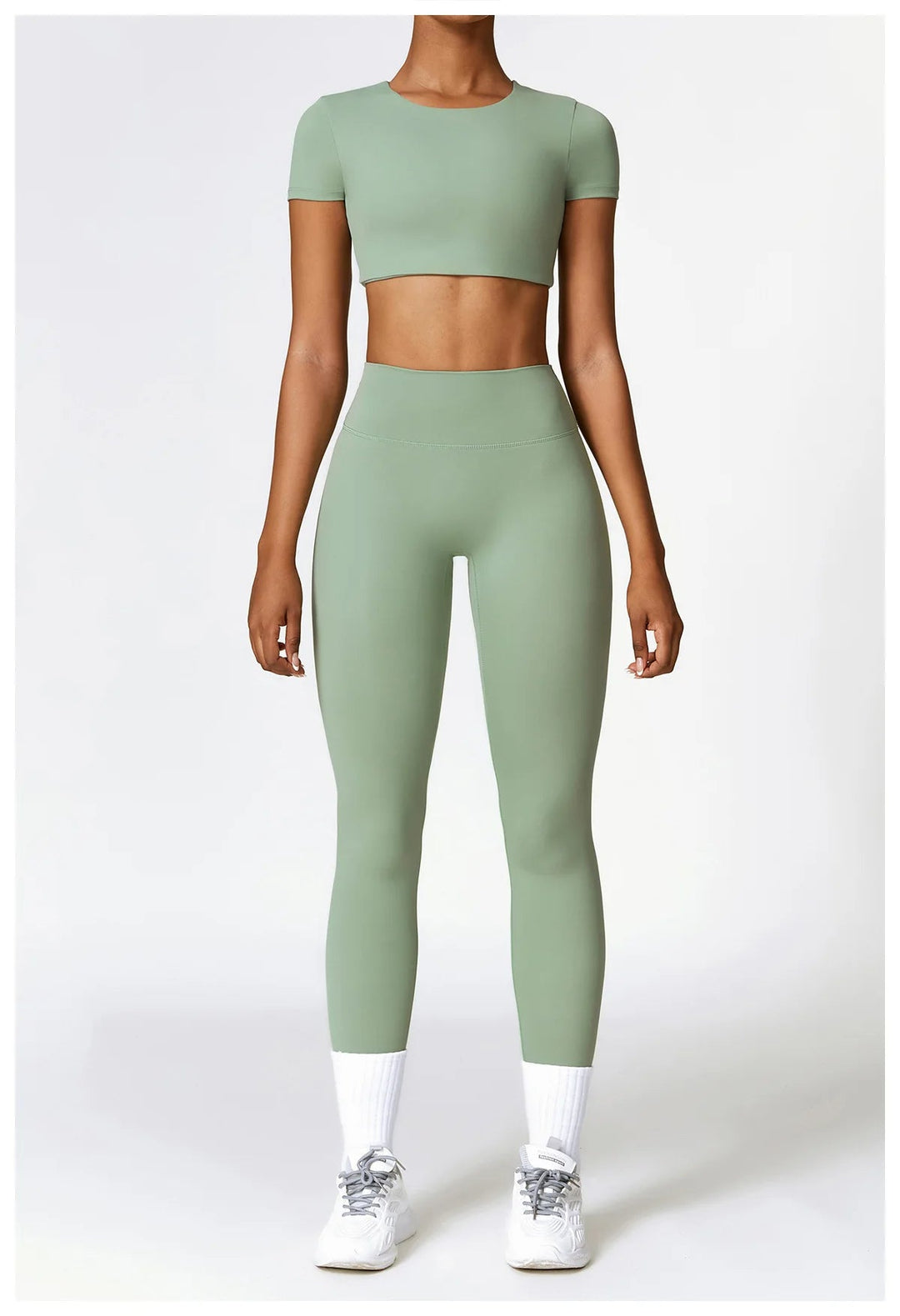 Seam Yoga Set With Crop Top