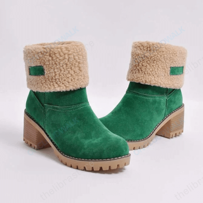 Women Fur Square Heels Orthopedic Boots