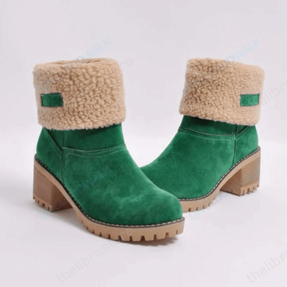 Women Fur Square Heels Orthopedic Boots