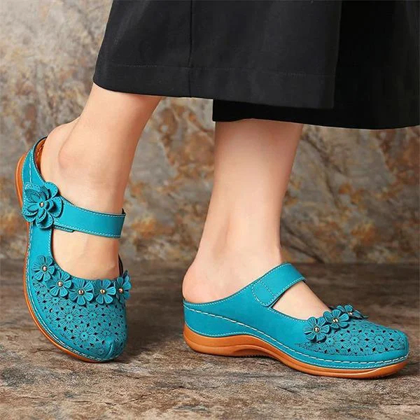 Comfy Floral Slip-On Wedge Sandal