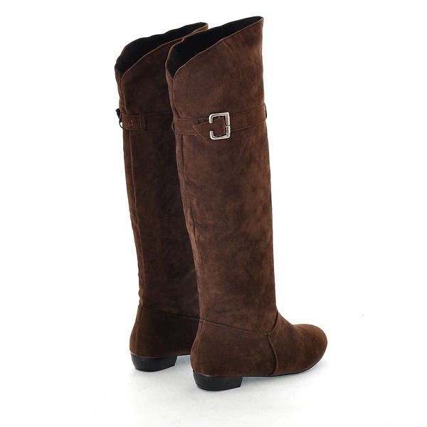OCW Women Christmas Suede Knee Boots Warm Winter Snow Genuine Comfortable Leather