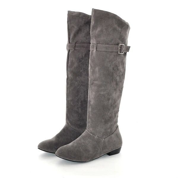 OCW Women Christmas Suede Knee Boots Warm Winter Snow Genuine Comfortable Leather