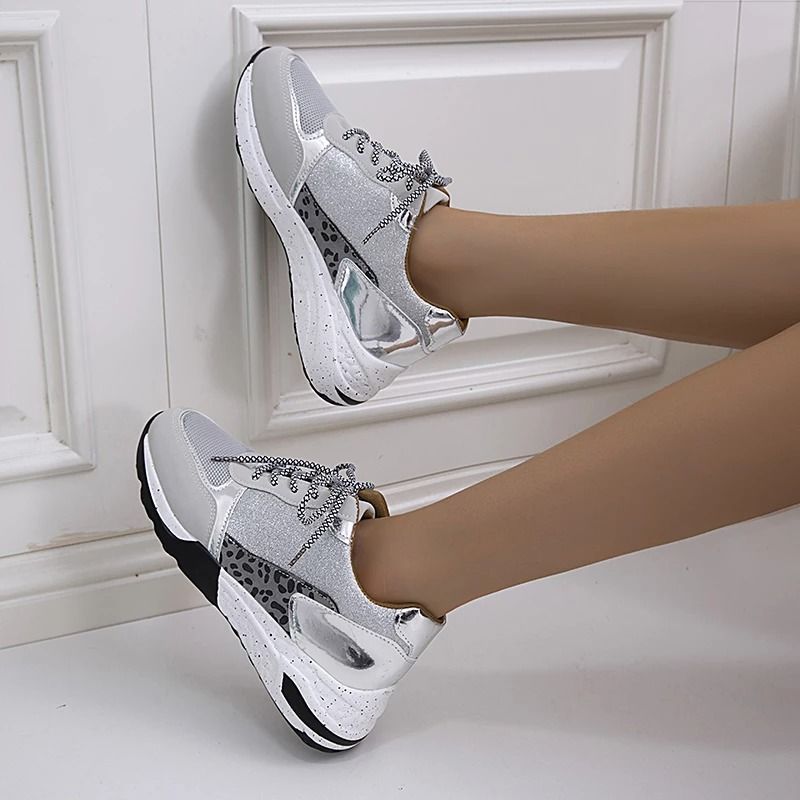 Women's Orthopedic Leopard Bling Sneakers