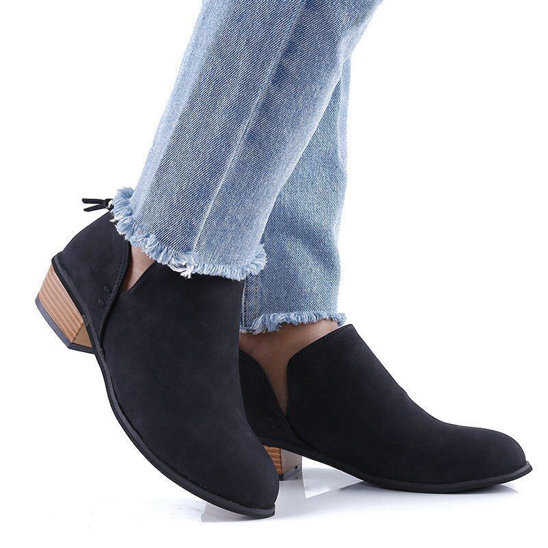 Women Orthopedic Ankle Boots Zipper Stacked Heel