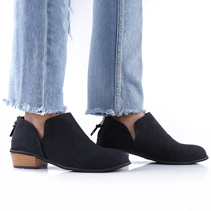 Women Orthopedic Ankle Boots Zipper Stacked Heel