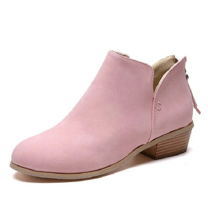 Women Orthopedic Ankle Boots Zipper Stacked Heel