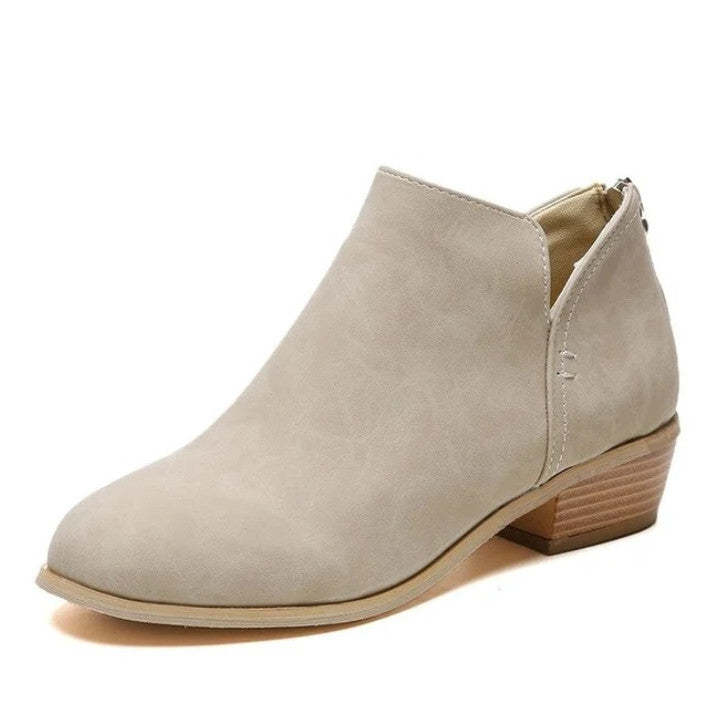 Women Orthopedic Ankle Boots Zipper Stacked Heel