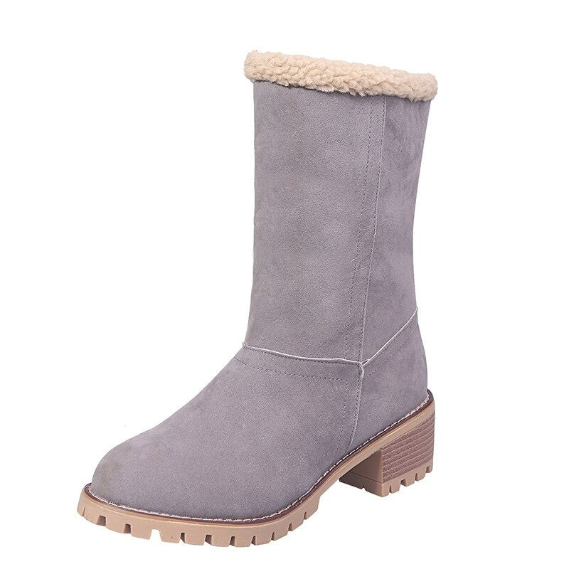 Women Fur Square Heels Orthopedic Boots