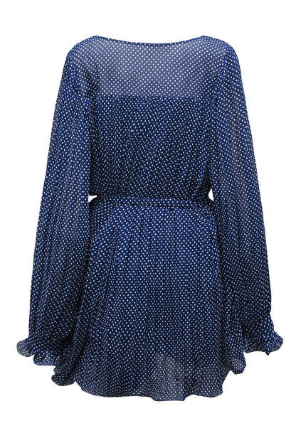 Lace-Up V-Neck Ruffle Dress
