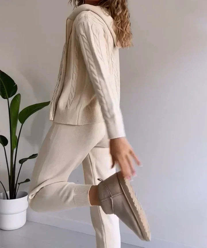 Two-piece set casual jacquard knit sweater