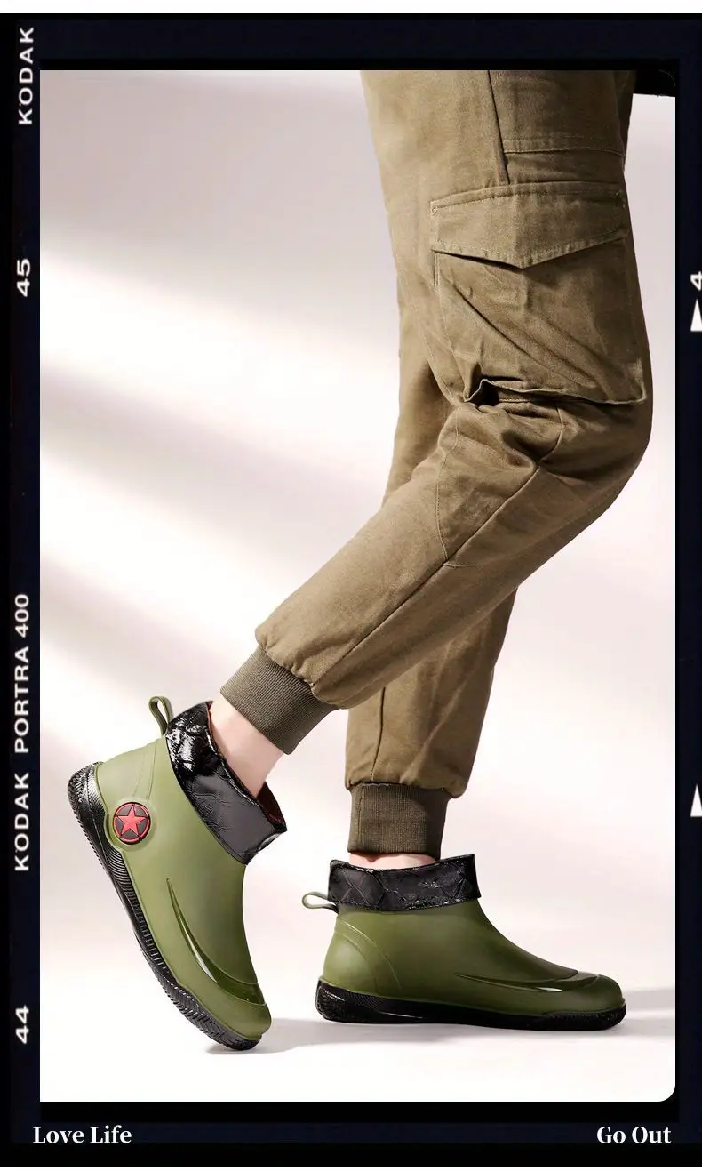 Fashionable Adult Short Rain Boots Waterproof Unisex Ankle details 2