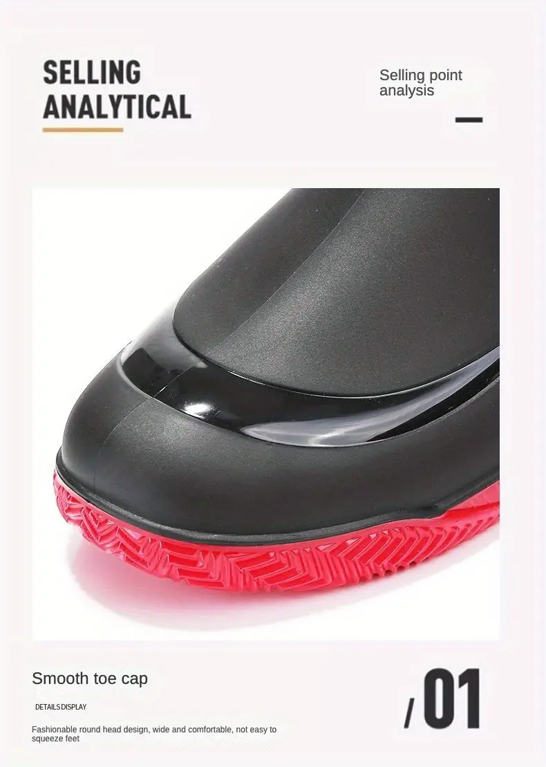 Fashionable Adult Short Rain Boots Waterproof Unisex Ankle details 3