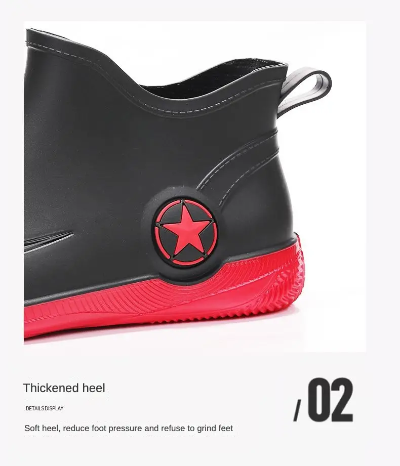Fashionable Adult Short Rain Boots Waterproof Unisex Ankle details 4