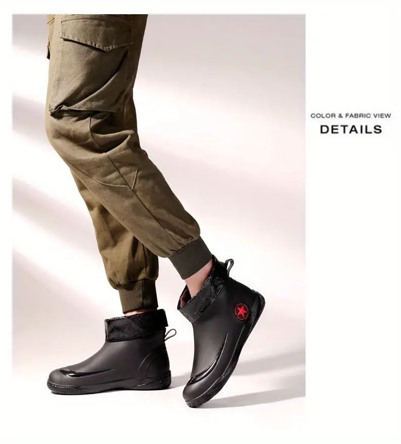 Fashionable Adult Short Rain Boots Waterproof Unisex Ankle details 8
