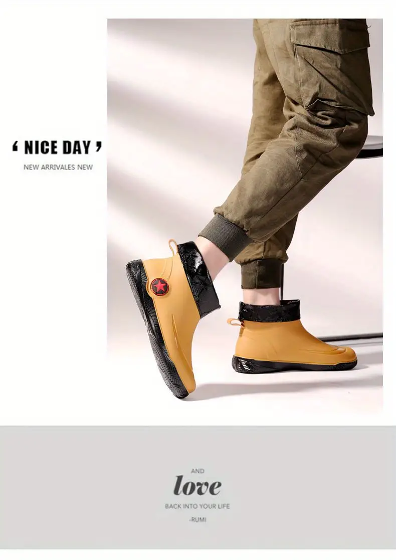 Fashionable Adult Short Rain Boots Waterproof Unisex Ankle details 9