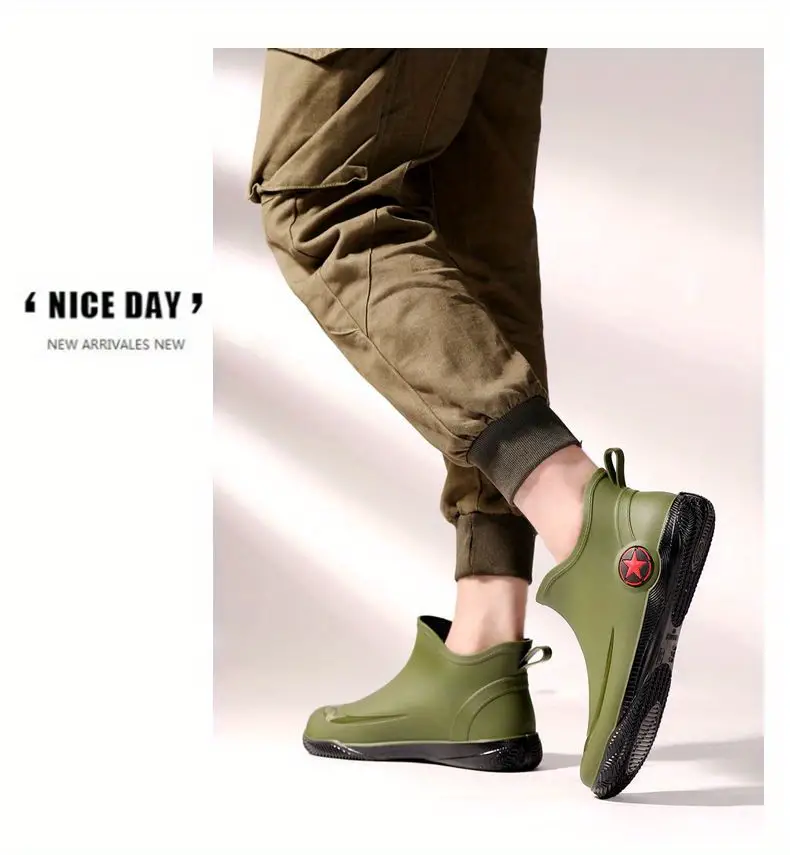Fashionable Adult Short Rain Boots Waterproof Unisex Ankle details 13
