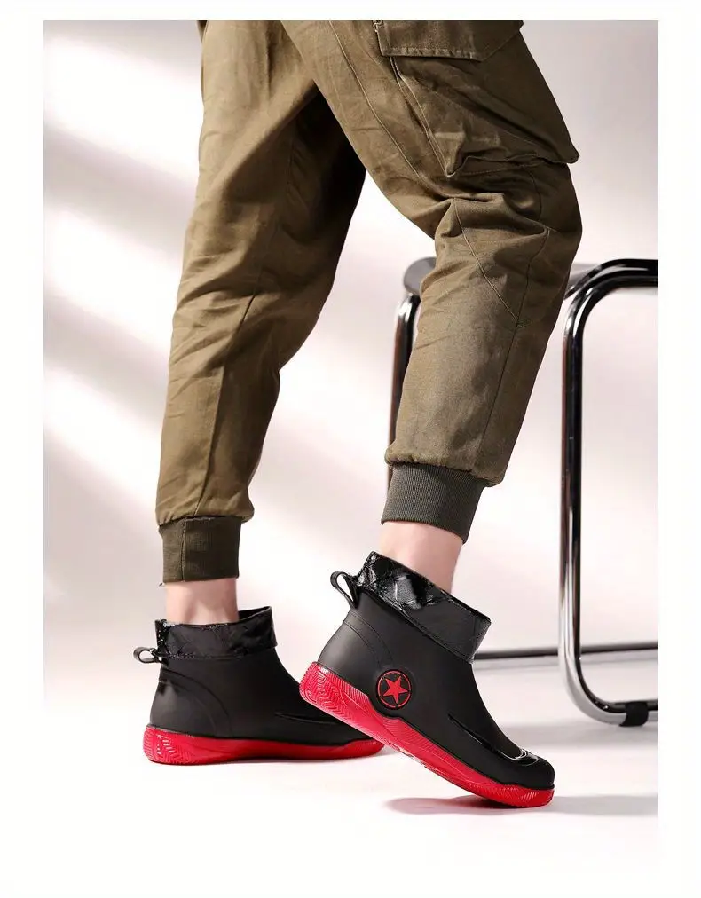 Fashionable Adult Short Rain Boots Waterproof Unisex Ankle details 14