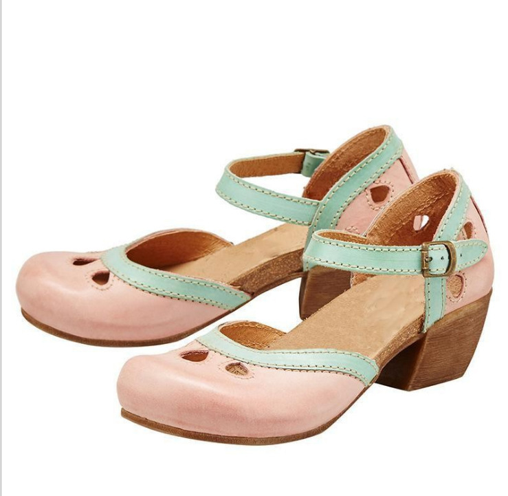 Women's retro block heel sandals