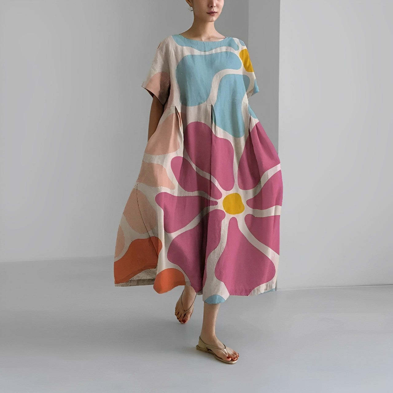 Floral Pattern Midi Dress