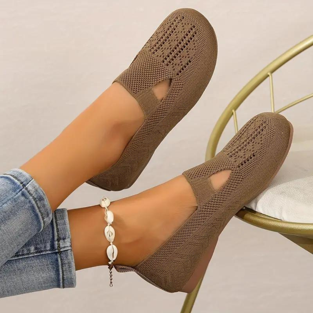 Orthopedic Women Walking Shoes Comfortable Breathable Knit Flats Round Toe Slip on Vintage