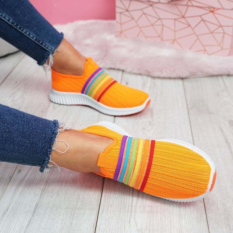 Comfortable Walking Orthopedic Shoes For Women Knitted Colorful Slip-on