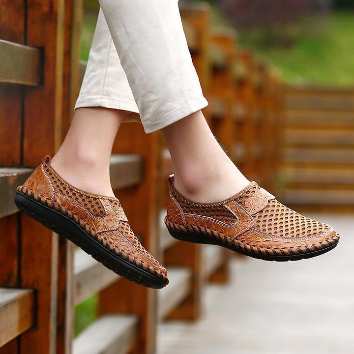 Men's Water Shoes Stitching Honeycomb Mesh Soft Loafers Breathable Outdoor Casual Shoes