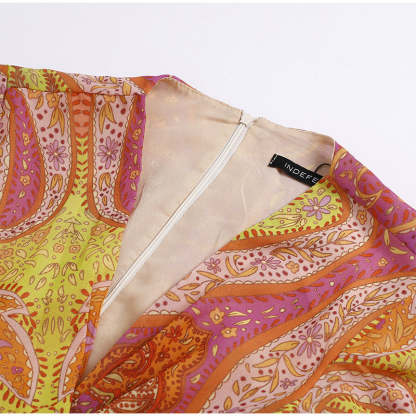 Printed V-Neck Mini Dress