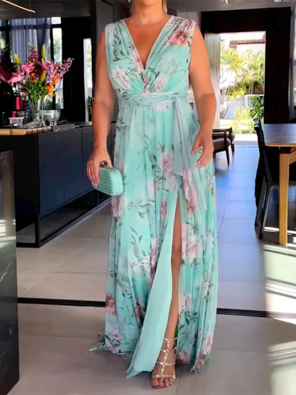 Elegant Sleeveless Slit  Maxi Dress