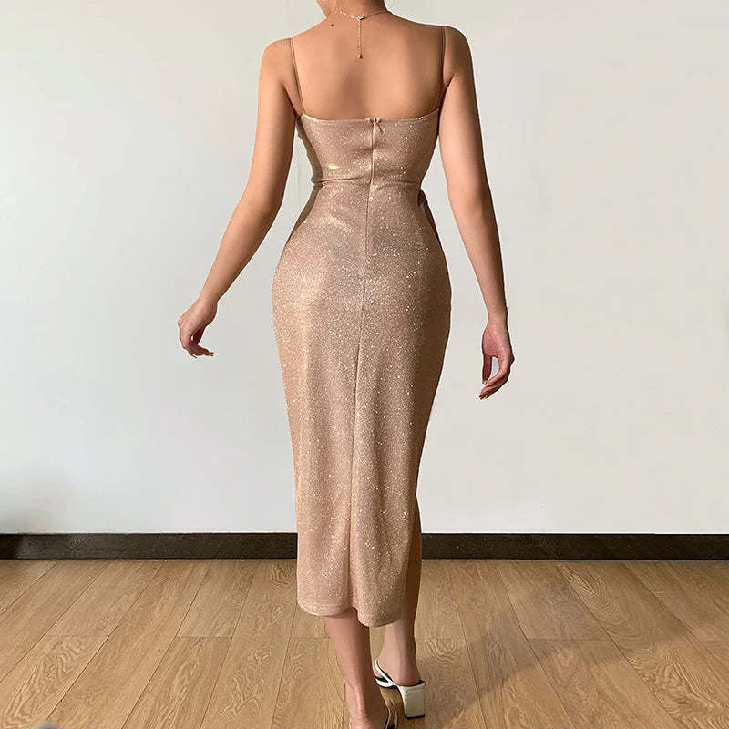 Elegant V-Neck Sequin Dress