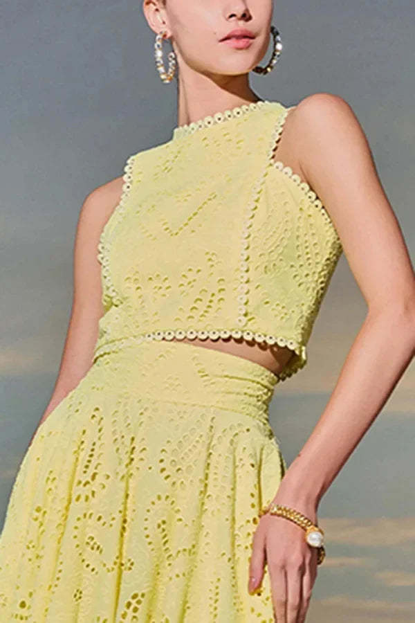 Embroidered Set Top and Maxi Skirt