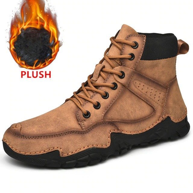Men Casual Ankle Boots Leather Winter Orthopedic Shoes